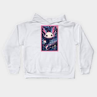 Cute Axolotl Anime Art Design | Cute Animals | Axolotl Hentaii Chibi Kawaii Design Kids Hoodie